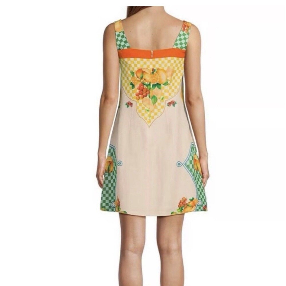 New Antonio Melani Eliana Printed Linen Square Neck Sleeveless Dress Sz Lg - Picture 9 of 11
